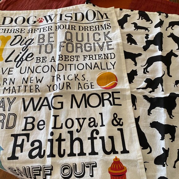 2 Cotton Kitchen Towels - Dog Wisdom - Picture 1 of 8